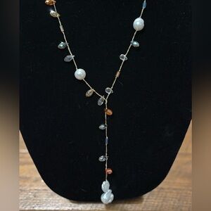 Elegant Pearl Bead and Crystal Necklace
